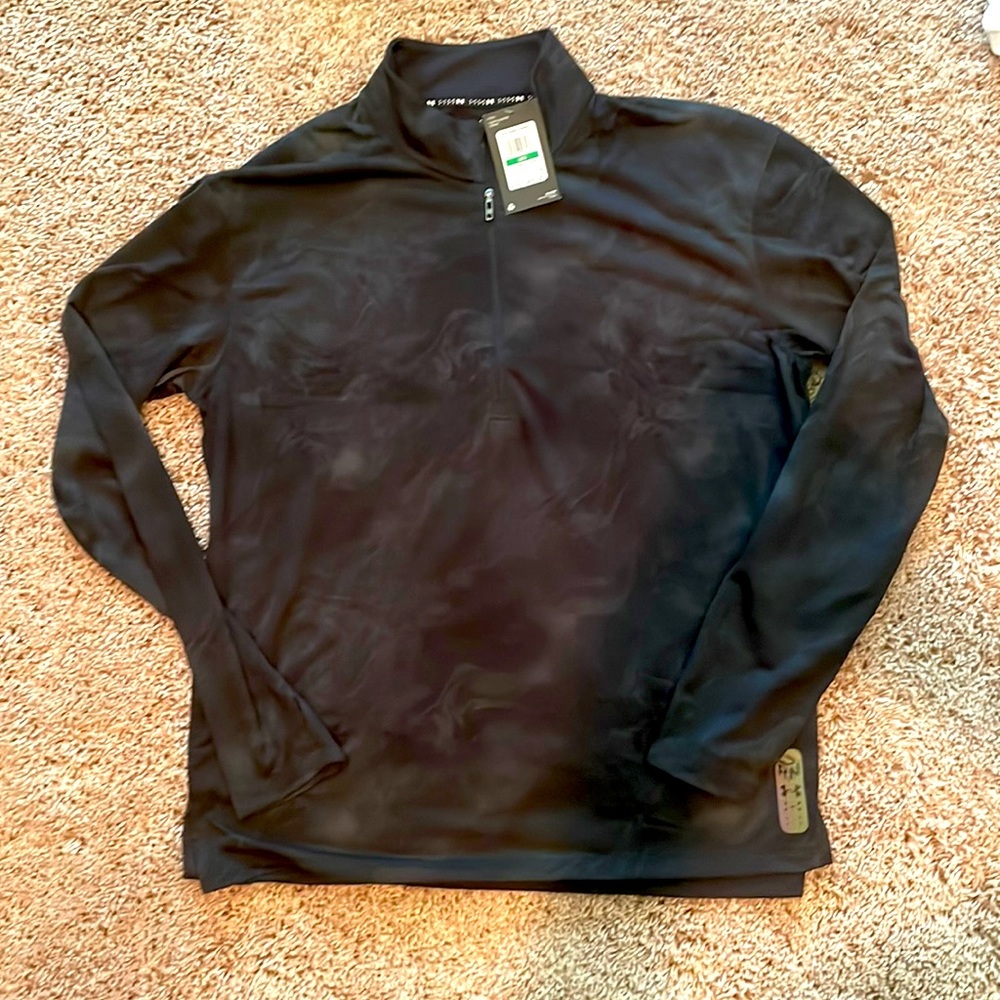 NWT black tie-dye Under Armour mesh half zip size large